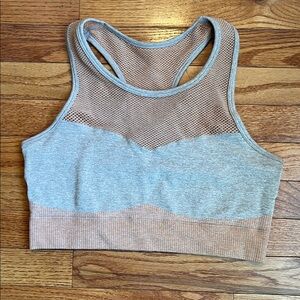 Fashion Nova Gray and Tan Sports Bra